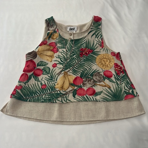 Vintage Lucia Summer Island Print 3 Piece Set/Pants, Tank, & Blazer - Picture 5 of 14